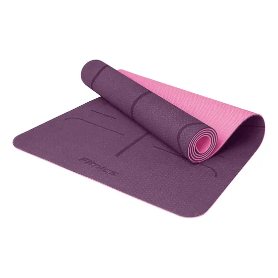 Mat Yoga Colchoneta Eco 8mm Doble Color Guías +bolso +correa Color Lila | Cuotas sin interés
