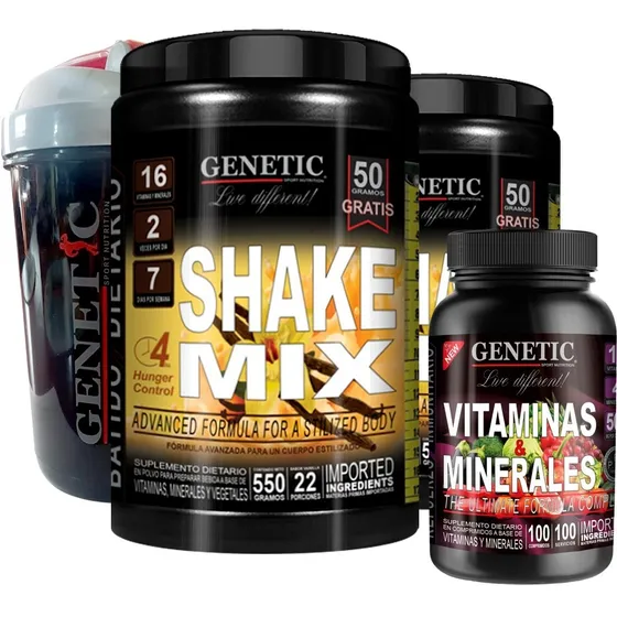 Batidos Dieta Vegano Shake Mix Vitaminas 100 Shaker Genetic
