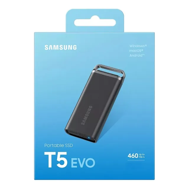 Ssd Evo T5 Samsung portátil USB 3.2 Gen 1 Ph2t0s/AM de 2 TB, color negro