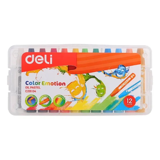 Set 12 Lapices Crayones Oleo Al Pastel Deli Hexagonal
