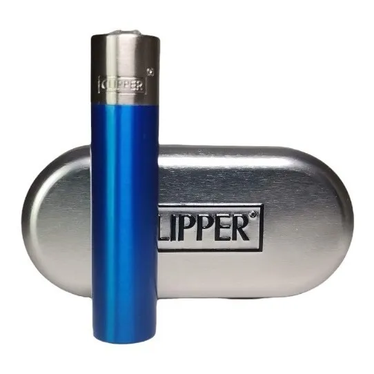 Encendedor Clipper Metal Recargable Colección Blue & Silver