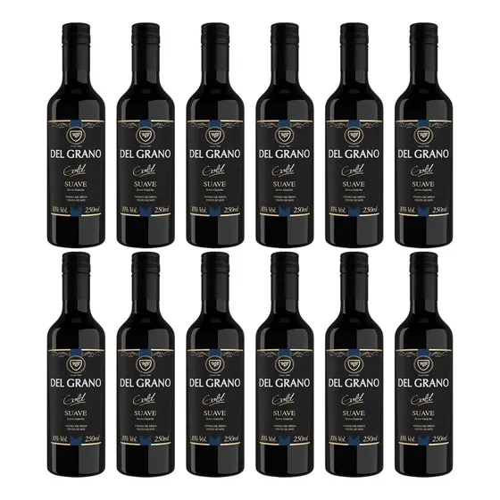 Mini Vinho Atacado Del Grano Tinto Suave Gold 250ml 12 Unid