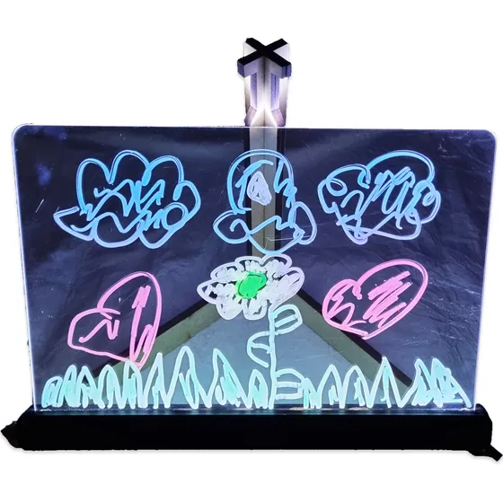 Pizarra Mágica Led 39 Cm X 29 Cm Con Fuente Y Pie