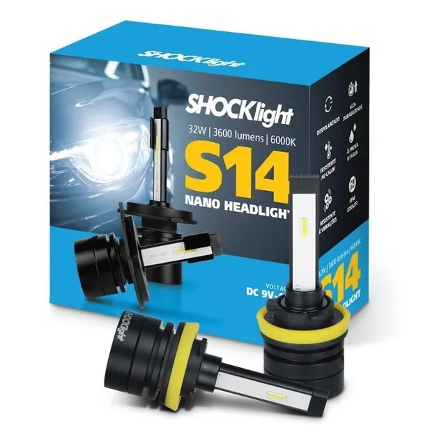 Lâmpada Led Nano Shocklight S14 H1 H3 H7 H11 H16 H27 Hb3 Hb4