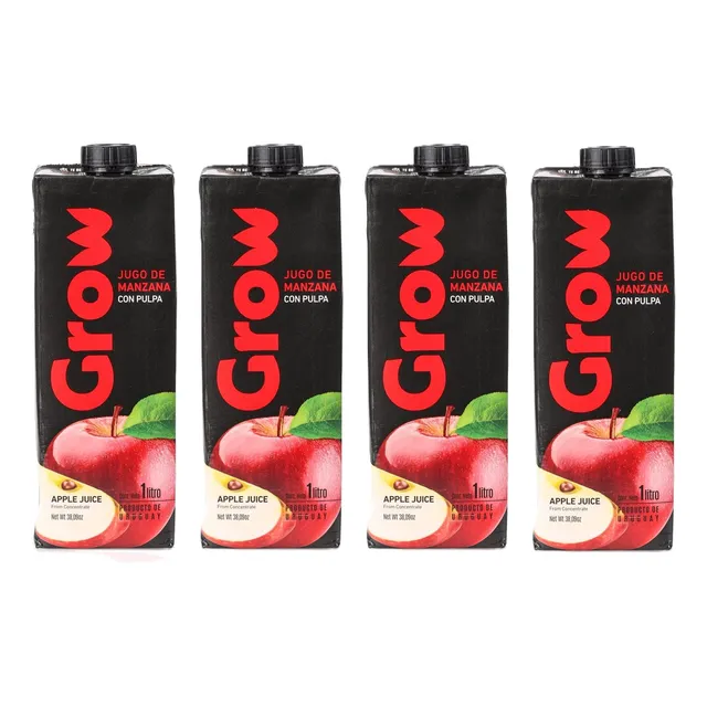 Jugo De Manzana Con Pulpa Grow 1 L X 4 Un.