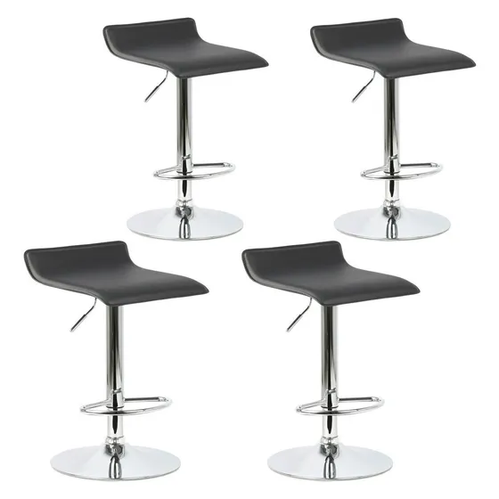 Banqueta Toquio Em Pu Corino Giratória Kit 4 Banquetas Cor Preto