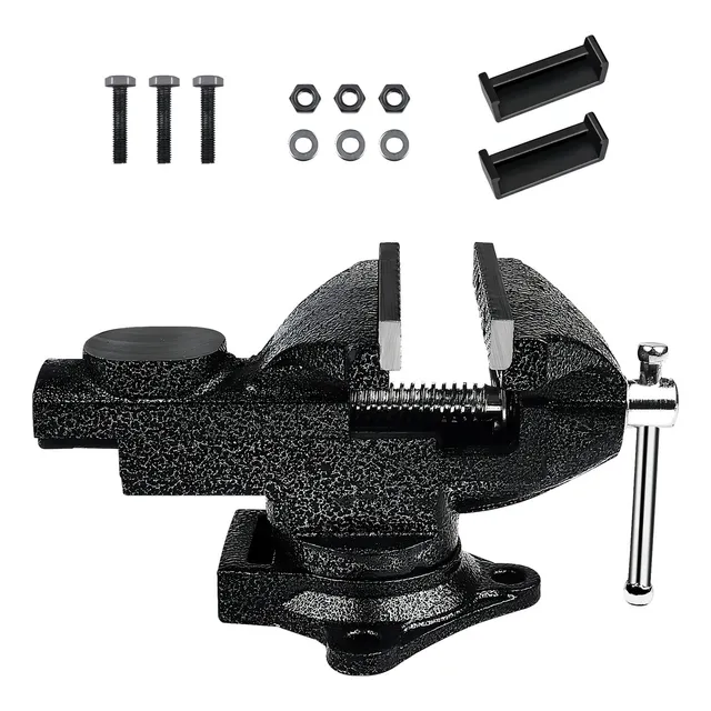 Tornillo De Banco Shawty® Ligero Ajuste Rápido Acero Tipo Europeo 3,5 Pulgadas Con Base Giratoria De 360 Grados Herramienta
