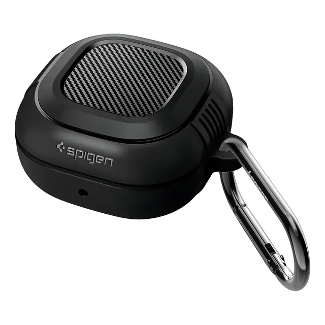 Estuche Funda Protector | Para Samsung Buds 2 Pro Buds Live | Spigen Rugged Armor | Color Negro | Acabados en fibra de carbono
