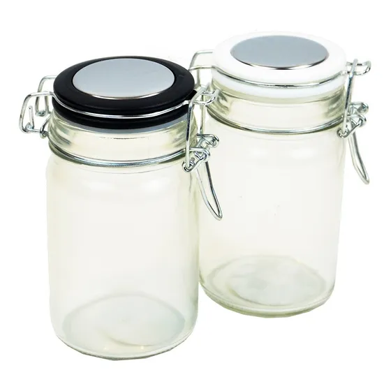 Frasco De Vidrio Cierre Hermético Tapa Broche 200 Ml X2