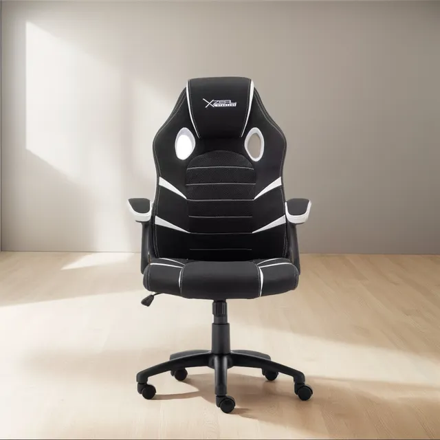 Silla Gamer Xzeal Xst50 Tela Foam Alta Densidad Negro Blanco Negro Tela