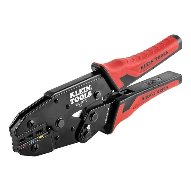 Pinza ponchadora para terminales con aislamiento 10-22 AWG. 3cavidades de ponchado en una sola hta. La matraca garantiza un ponchado de ciclo completo uniforme todas las veces. Mod.3005CR Klein Tools