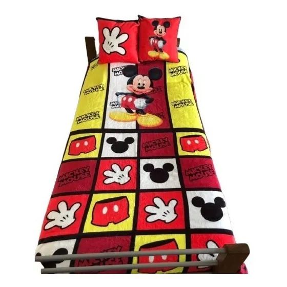 Manta Mickey Mouse + 2 Fundas Almohadon 