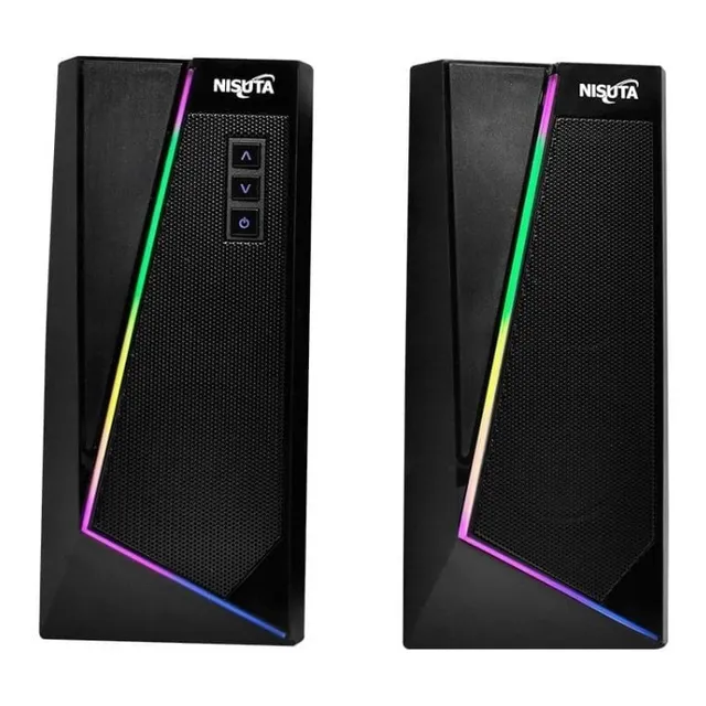 Parlantes Usb Bluetooth Nisuta Nspau10b Pc Notebook Rgb Color Negro