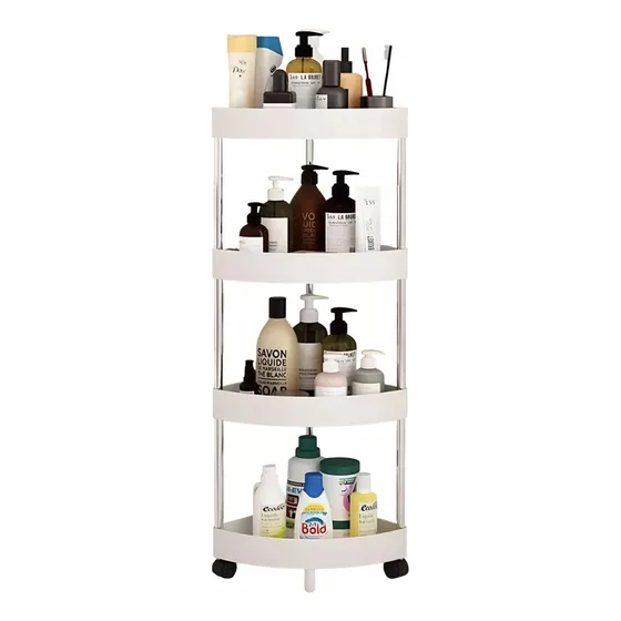 Esquinero Estante Organizador Para Baño 4 Niveles Con Diseño Color Blanco