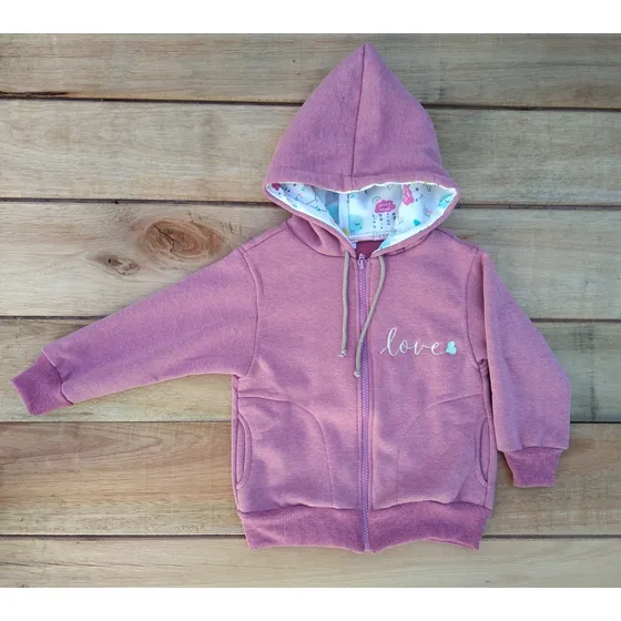 Campera Tiki Felpa Niña Infantil Rosa Viejo Talles 2 Al 16