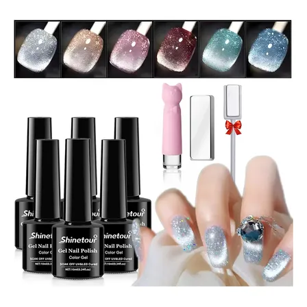Brillo Reflectante 9d Esmalte Ojo Gato Gel Ojo Gato Diamante 6pcs *10ml +3pcs Iman Esmalte Semipermanente Gel... Flash Diamond 9d -1