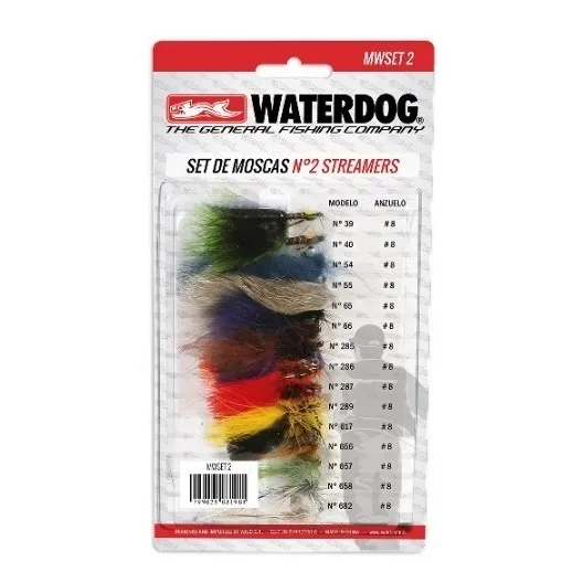 Moscas Streamers N2 Waterdog X 15 Unidades Anzuelo N8 Color Varios