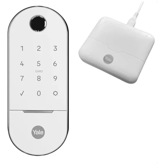 Fechadura Digital Yale Lia Branca Rolete Externa C/ Hub Wifi
