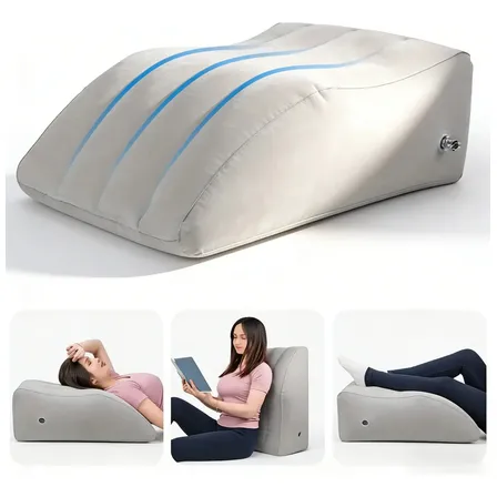 Almofada Inflável Elevação Descanso De Pernas Fácil Portátil Cinza-escuro