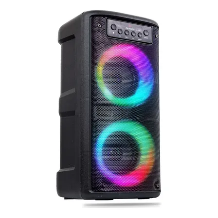 Caixa De Som Bluetooth Torre Led Rgb Grave Potente Aux P2 Sd Preto 127/220v
