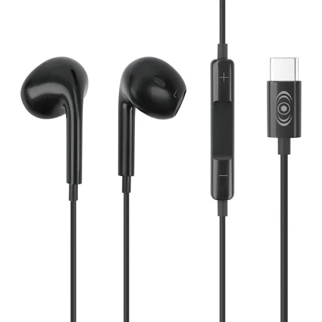 Audífonos Tipo C Micrófono Control De Volumen Manos Libres Color Negro