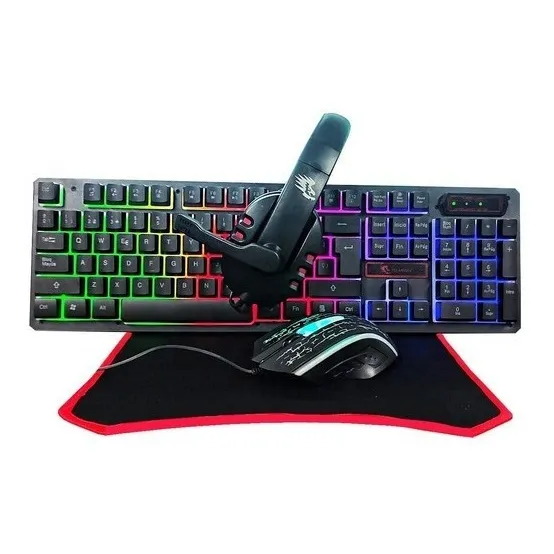 Kit Gamer Pc Teclado Mouse Audifono Mousepad
