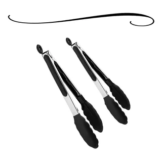 Kit 2 Pegadores Pinça De Inox E Silicone Churrasco Saladas Kit 2 Pegadores Pinça De Inox E Silicone Churrasco Saladas