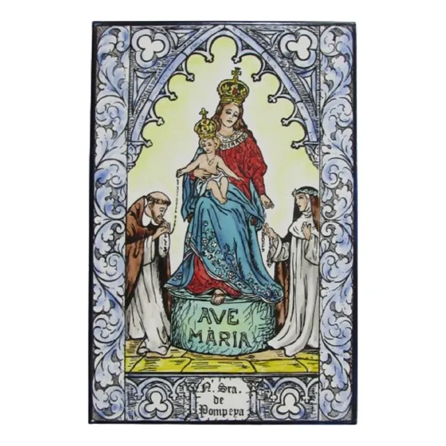 Mayólica Virgen Del Rosario De Pompeya - 20 X 30 Cm