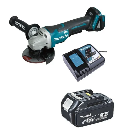 Esmeril Angular 4-1/2'' 18 Volt + Batería 5 Ah Makita Dga455