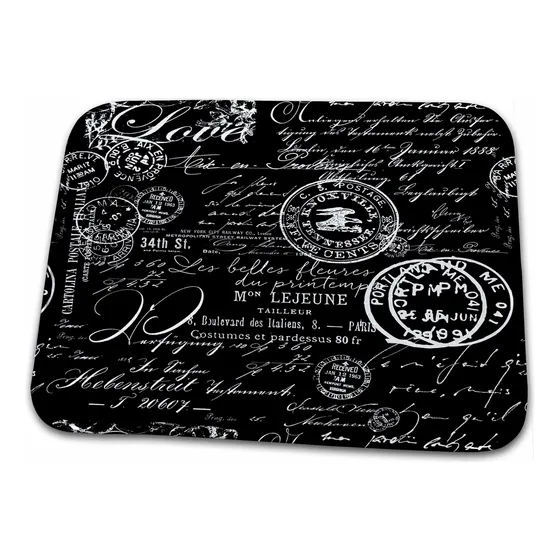 Escritura Mano Tipografia Vintage Blanco Negro Alfombra Baño