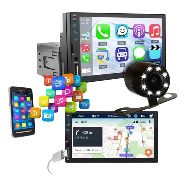 Multimedia Tela Ajustável Player Mp5 Hd Touch 1 Din 7p