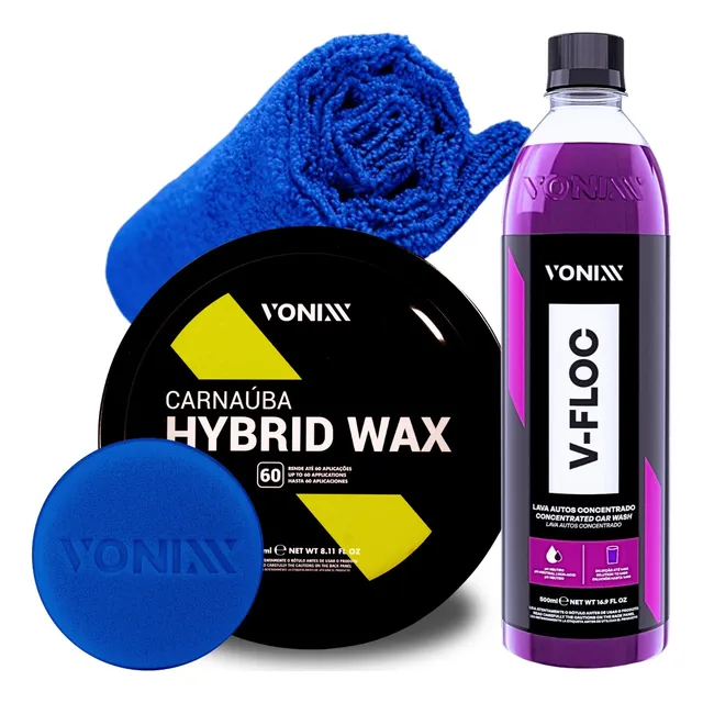 Cera Carnauba Hybrid Wax Vonixx + V Floc Shampoo Automotivo