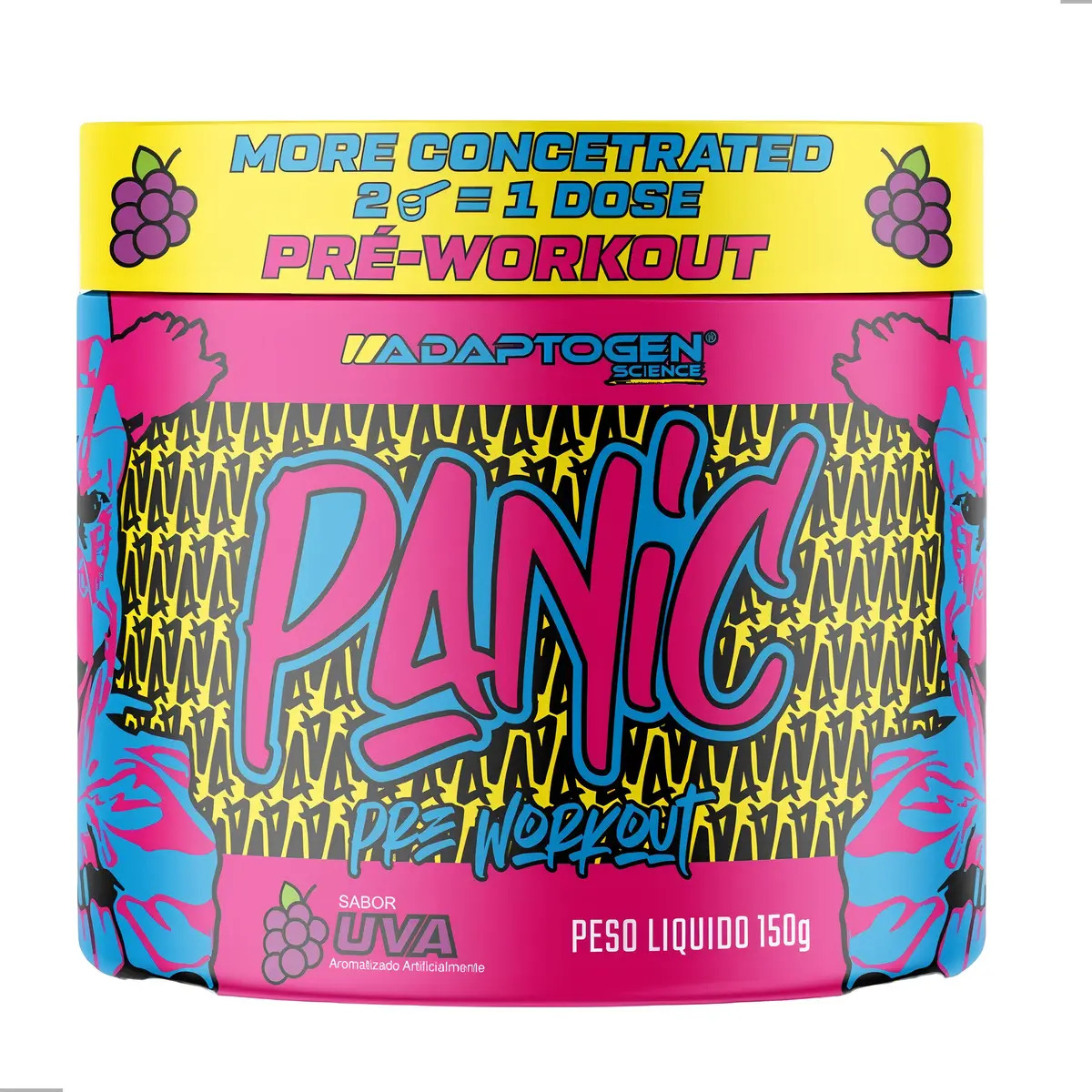 Suplemento em pó Adaptogen Science Pré Treino Beta-alanina Panic sabor Uva x 150g