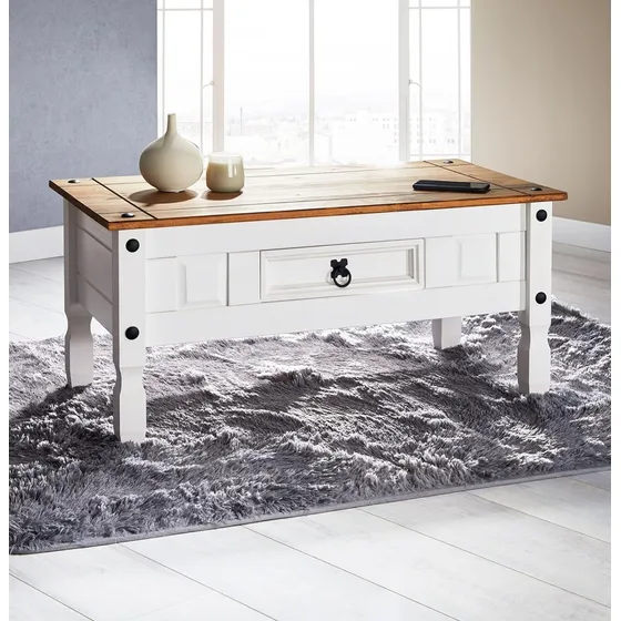Mesa De Living Cajones Ratona Auxiliar Rack Madera Maciza