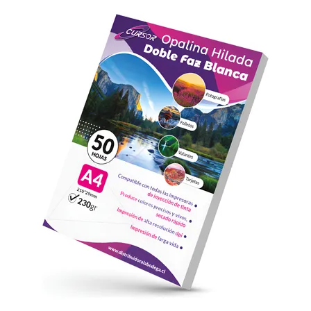 Papel Opalina Textura Brillante Doble Faz Hilada 230g 50h Blanca
