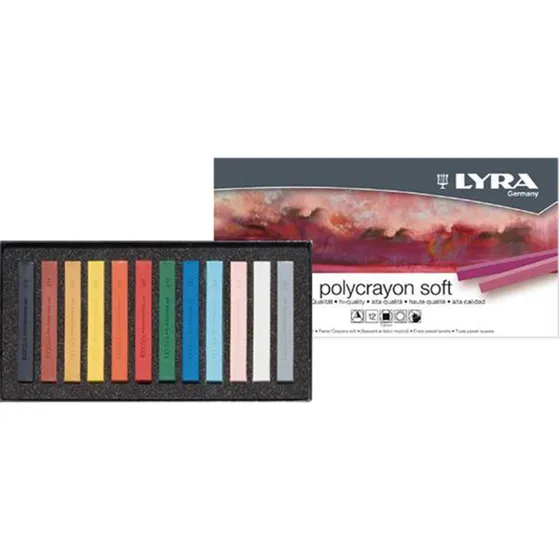 Pastel Tiza Lyra Polycrayon Soft Suaves 10mm X 12 Colores