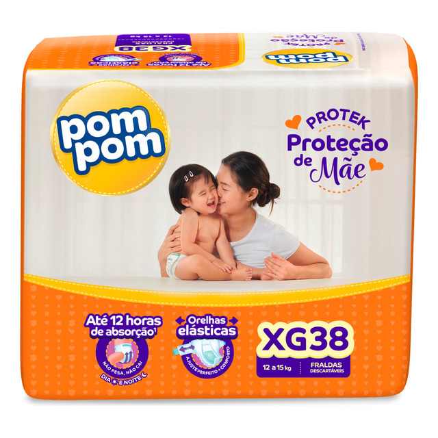 Fralda Protek Proteção De Mãe Mega Xg Sem Gênero 38 Unidades Pom Pom Fralda Protek Proteção De Mãe Mega Xg Sem Gênero 38 Unidades Pom Pom