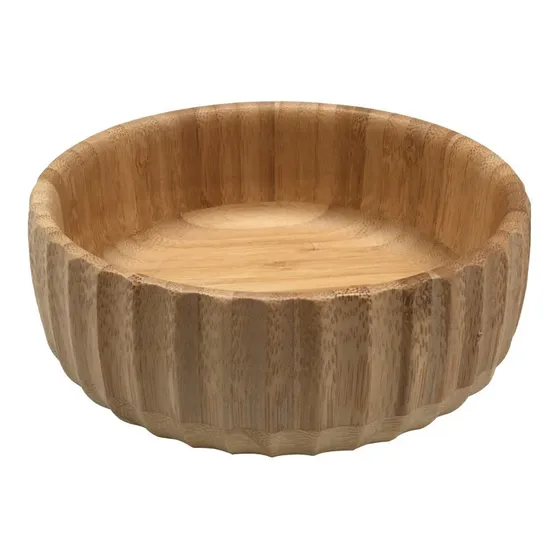 Bowl Saladeira Canelado De Bambu Oikos 19cm Redondo Multiuso