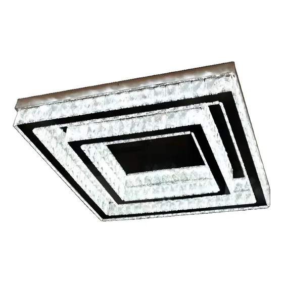 Lustre De Cristal Plafon Quadrado Sobrepor Espelhado 36w Cor Prateado 127/220V