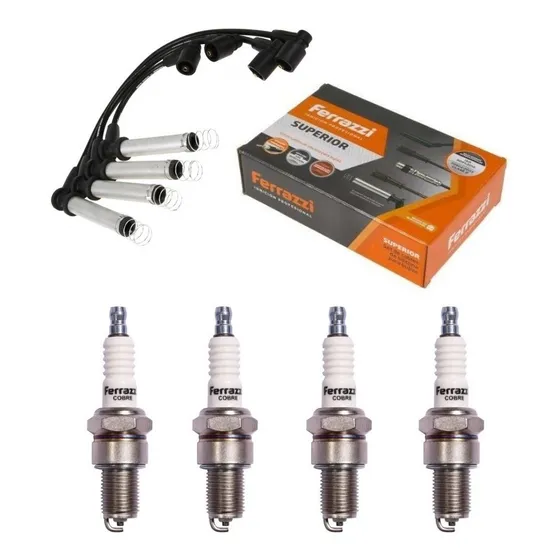 Kit Cables 7mm Y Bujías Cobre Ferrazzi Corsa 1.4 1.6 1.8 8v 