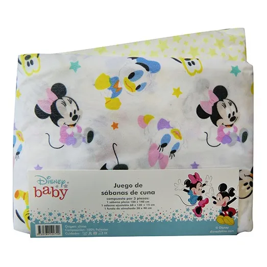 Juego Sábanas Cuna Bebé Disney Mickey Y Minnie