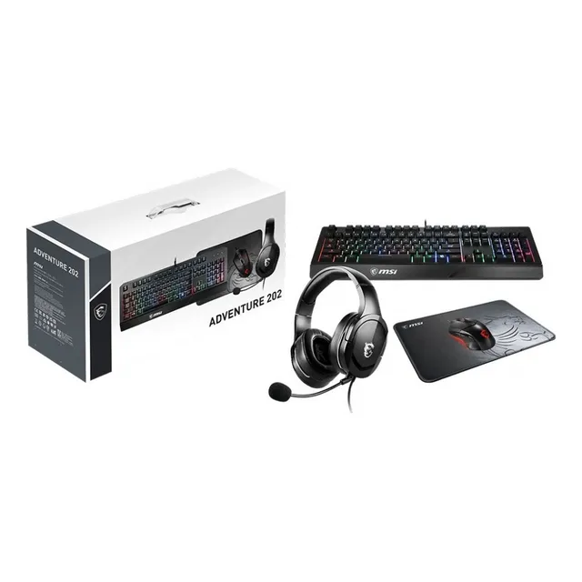 Combo Gamer Msi 4 En 1 Adventure 202teclado + Mouse + Auricu Color del mouse Negro Color del teclado Negro
