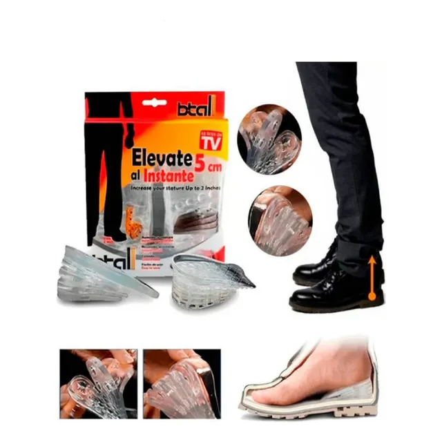 Plantillas Ortopédicas Btall Aumenta Estatura Para Sin Género Talle 36-43 Hechas De Silicona Color Transparente Pares