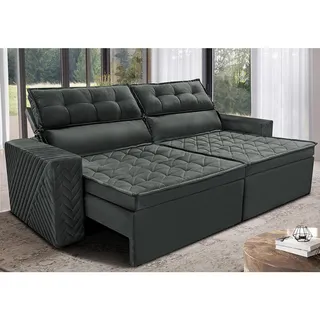 SofĂĄ RetrĂĄtil E ReclinĂĄvel 2,00m Cama Inbox Charm Velusoft Cinza SofĂĄ RetrĂĄtil E ReclinĂĄvel 2,00m Cama Inbox Charm Velusoft Cinza