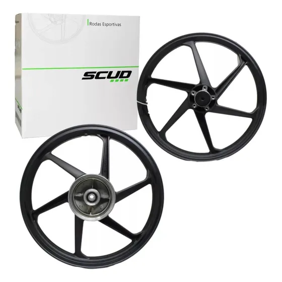 Jogo Par Roda Liga Leve Fan 125 Freio Disco 2010 Preta Scud