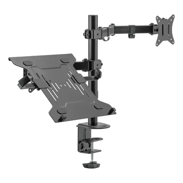 Soporte Articulado Acteck Escritorio Sm480 Monitor Laptop Color Negro