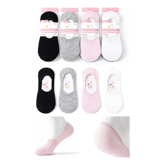 12 Pares Calcetines Mujer Invisible Panchitas Liso Algodón Surtidos Liso 36-41