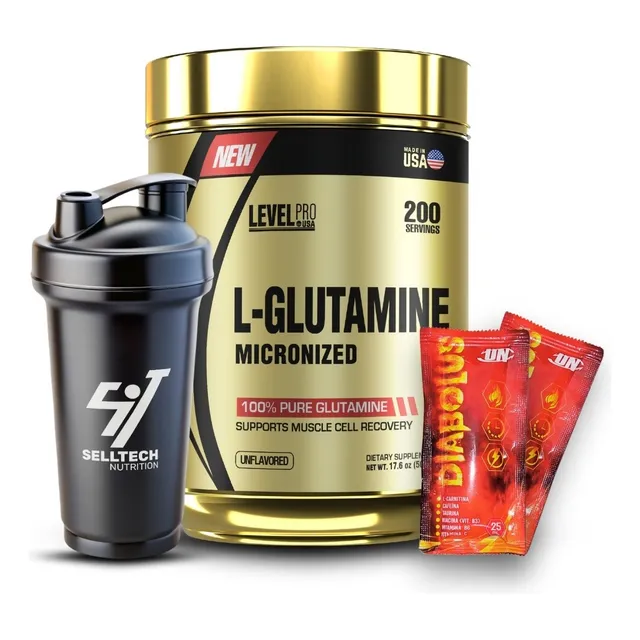 Glutamina Micronizada Level Pro 500gr + Shaker