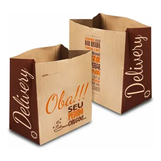 Saco Papel Kraft Dsenhos G Delivery Ifood -32x32x19 C/100 Saco Papel Kraft Dsenhos G Delivery Ifood -32x32x19 C/100