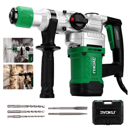 Martelete Rompedor Perfurador Elétrico 1500w Ryoku Sds Plus Verde 220v 50-60hz